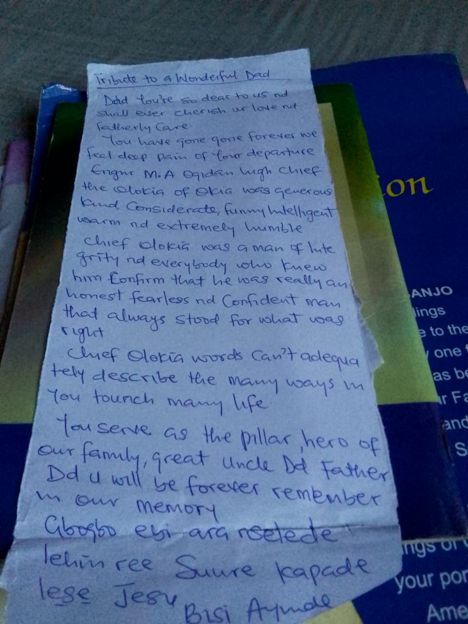 Tribute from Bisi Ayinde